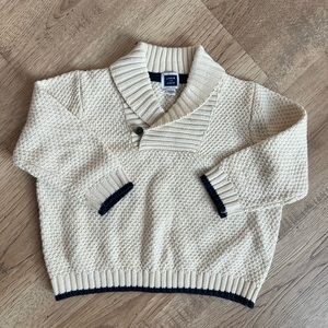 12-18M Janie and Jack Cream & Navy Boys Sweater